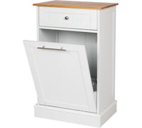 WONDERMAKE® Armoire à Linge Haute ou Armoire à Poubelle en Bois/Bambou, collecteur de Linge Haute pour Salle de Bain ou Cuisine Rabattable avec tiroir, 51 x 37 x 82 cm, Blanc
