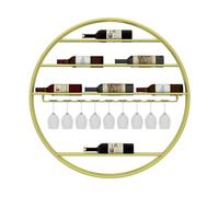 Armoire à liqueur murale avec étagère en verre, étagère à vin ronde pour maison, bar, whisky, organisateur de bouteilles de whisky, design étoilé, parfait pour décoration de mini bar