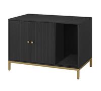 Armoire à litière pour chat - Feandrea - Noir/Doré - Tapis griffoir - Pieds hauts - 80x50x55 cm