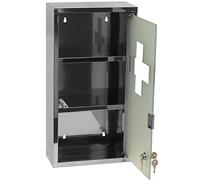 Armoire à médicaments en métal à 3 étagères avec porte en verre trempé satiné, 2 clés et crochets pour suspendre, 25 x 12 x 48 cm