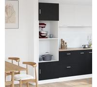 Armoire à micro-ondes en chêne noir 60 x 57 x 207 cm en matériau dérivé du bois avec quatre compartiments et deux portes pour une capacité de rangement optimale et une organisation élégante de la