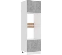 Armoire à micro ondes Gris béton 60x57x207 cm Bois d’ingénierie Gris béton G