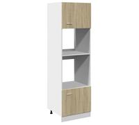Armoire à micro-ondes, Meuble bas cuisine, Armoire rangement Chêne sonoma 60x57x207cm Aggloméré 8074840 FrenchDays
