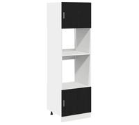 vidaXL Armoire à micro-ondes Riga Chêne Noir Bois d'ingénierie 60x57x207 cm 2 portes 1 étagère
