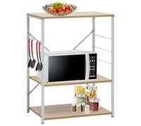 vidaXL Armoire à micro-ondes – Étagère de cuisine, meuble de rangement, blanc et chêne