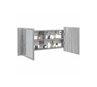 Vidaxl Armoire À Miroir À Led De Bain Gris Sonoma 100x12x45 Cm Gris