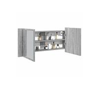 vidaXL Armoire à miroir à LED de bain gris sonoma 100x12x45 cm, armoire à miroir, armoire de maquillage avec miroir, armoire 834960 Gris G