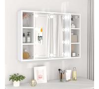 Armoire à Miroir avec LED Blanc Brillant 76x15x55 cm Rangement Toilette vidaXL