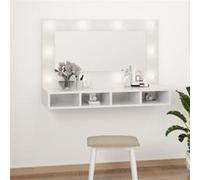 vidaXL Armoire à Miroir avec LED Armoire Murale Armoire de Salle de Bain Meuble de Rangement Armoire de Rangement Blanc 808897
