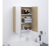 Armoire à miroir de salle de bain 60x15x75cm MDF Blanc et chêne Blanc et chêne G