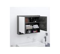 vidaXL Armoire à miroir de salle de bain 80x15x60 cm MDF Gris brillant