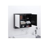 vidaXL Armoire à miroir de salle de bain 80x15x60 cm MDF Noir brillant