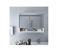 Armoire à Miroir de Salle de Bain LED Blanc 80x15x60 cm MDF Murale vidaXL