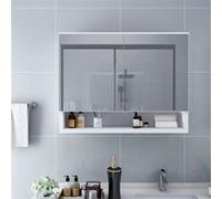 Armoire à miroir de salle de bain LED Blanc 80x15x60 cm MDF