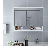 Armoire à Miroir de Salle de Bain LED Blanc 80x15x60 cm MDF Murale vidaXL