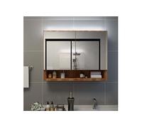 Armoire à miroir de salle de bain LED Chêne 80x15x60 cm MDF