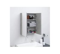 vidaXL Armoire à miroir de salle de bain 60x15x75 cm MDF Gris béton