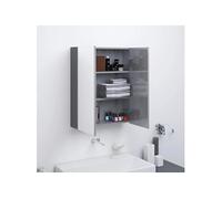 vidaXL Armoire à miroir de salle de bain 60x15x75 cm MDF Gris brillant