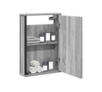 Armoire à Miroir de Salle de Bain, Placard Mural de Toilette avec Miroir, Meuble de Rangement, Moderne, Sonoma Gris 842434