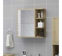 Armoire à Miroir de Salle de Bain Rangement Noir Bois d’Ingénierie vidaXL