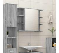 Armoire à Miroir de Salle de Bain Sonoma Gris 80x20,5x64cm Rangement vidaXL