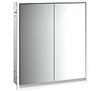Armoire à miroir éclairée à encastrer Emco Loft 979805105 600x733mm, LED tout autour, 2 portes, aluminium/miroir
