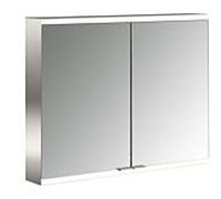 Emco Armoire à miroir Prime 949706324 – éclairée en saillie, 800 x 700 mm, 2 portes, aluminium/blanc