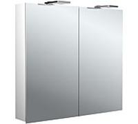Emco flat 2 style armoire à miroir éclairée en saillie 979706303 800x721mm, éclairage supérieur à LED, 2 portes, aluminium