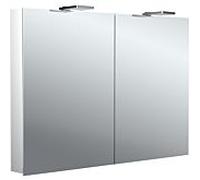 Emco flat 2 style armoire à miroir éclairée en saillie 979706304 1000x721mm, éclairage supérieur à LED, 2 portes, aluminium