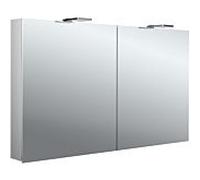 Armoire à miroir éclairée en saillie style Emco flat 2 979706305 1200x721mm, éclairage supérieur à LED, 2 portes, aluminium