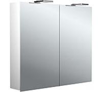 Emco pure 2 style armoire à miroir éclairée en saillie 979705303 800x721mm, avec éclairage supérieur à LED, 2 portes, aluminium