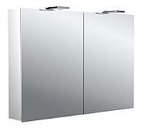 Armoire à miroir éclairée en saillie style Emco pure 2 979705304 1000x721mm, avec éclairage supérieur à LED, 2 portes, aluminium