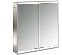 Emco Prime 2 Armoire de toilette lumineuse 949706233 600 mm 2 portes encastrée aluminium/miroir