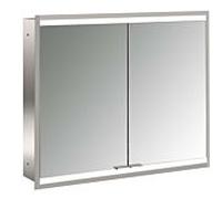 Emco Bad Armoire de toilette prime 2 avec éclairage 800 mm 2 portes encastrée aluminium/miroir