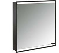 Emco Bad Armoire de toilette Prime 2 éclairage 600mm 1 porte charnières gauche encastrée Noir/Miroir