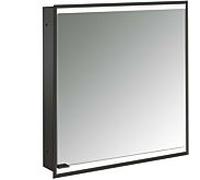 emco prime 2 Armoire de toilette avec éclairage, 600 mm, 1 porte, charnières à droite, modèle encastré, 949713532, Couleur: noir/miroir