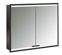 Emco Bad Armoire de toilette Prime 2 encastrée 800 mm 2 portes avec éclairage noir/miroir