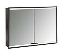 Emco Bad Armoire de toilette Prime 2 Facelift – éclairée encastrée, 1000 mm, 2 portes, noir/miroir (949713555)