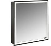 Emco prime armoire à miroir éclairée à encastrer 949713569 600x730mm, porte 2000 , charnières à gauche, noir/miroir