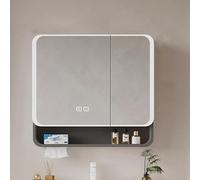 Armoire à miroir LED avec contrôle tactile, fonction anti-buée, rangement de salle de bain élégant, finition blanche pour un espace restreint - Design élégant et fonctionnel