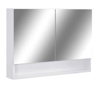 Armoire à miroir LED - Blanc - 80 x 15 x 60 cm - MDF mélaminé - 2 portes - 3 étagères