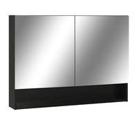 Armoire à miroir - LED - Noir - 80 x 15 x 60 cm - MDF - Salle de bain