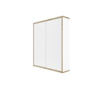 Armoire à Miroir Morena Blanche avec décor chêne