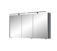 Armoire à miroir Pelipal Série 745 SDEA02413G138BA 2 LED plus éclairage supérieur, trois portes, noir, 130 cm