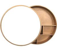 Armoire à Miroir Ronde en Bois pour Salle de Bain, Miroir de Maquillage avec Armoire intégrée 2 en 1, Style Tendance et Simple, Armoire à Miroir pour Salon, Salle de Bain, Salon de Coiffure,