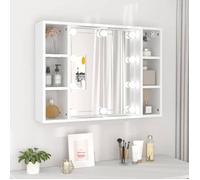 vidaXL Armoire à miroir avec LED Bois d'ingénierie Blanc 76x15x55 cm