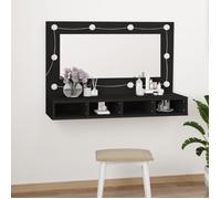 vidaXL Armoire à miroir 90x31,5x62 cm avec LED 4 étagères Noir Design contemporain