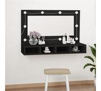 vidaXL Armoire à miroir 90x31,5x62 cm avec LED 4 étagères Noir Design contemporain