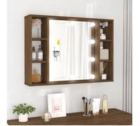 vidaXL Armoire à miroir Chêne marron 76x15x55 cm LED 6 compartiments de rangement