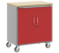 Armoire à outils avec roulettes et portes rouges sécurisées 75x45x85 cm en acier